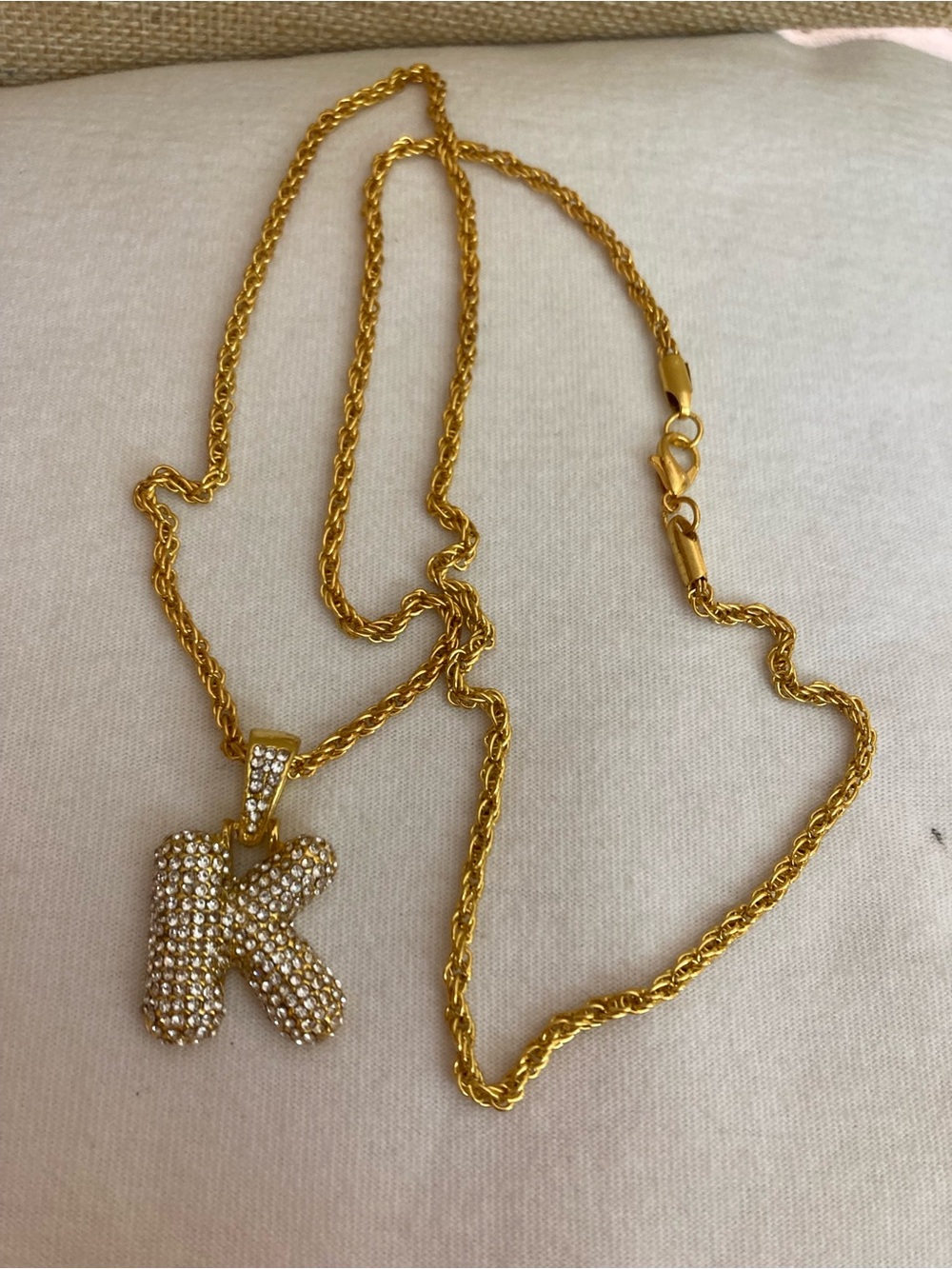 Bubble Letter K Initial Pendant Necklace